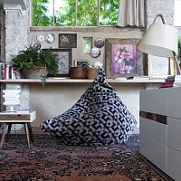 Contemporary bean bag Elfofabricleatherwith removable cover