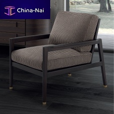 Contemporary armchair HUGSleatherfabricsolid wood
