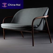 Contemporary upholstered bench NEVAfabricleatherwooden base