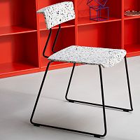 Contemporary dining chair Aveny-Tindoorrecycled plasticlacquered metal steel base