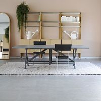 Contemporary table PARIGIzincsteel baseoak base
