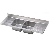 Double kitchen sink INDUSTRIALwith drainboardstainless steelovermount