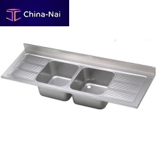 Double kitchen sink INDUSTRIALwith drainboardstainless steelovermount