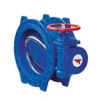 Double-offset valve butterflyleverwith handwheel