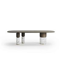 Contemporary dining table Locwoodenwooden basemarble base
