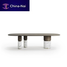 Contemporary dining table Locwoodenwooden basemarble base