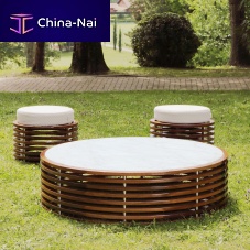 Contemporary coffee table BRERAtempered glassmarblemahogany base