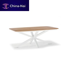 Contemporary table CROSS teakaluminum baserectangular