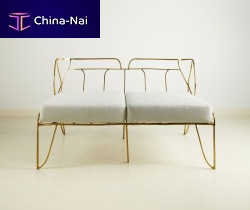 Contemporary sofa LENA whitebrass base2-person
