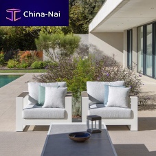 Contemporary club chair RANCHOfabricaluminumgray