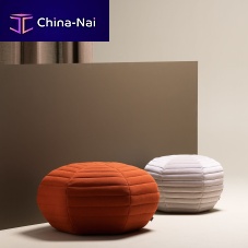 Contemporary pouf POPPYfabricroundgray