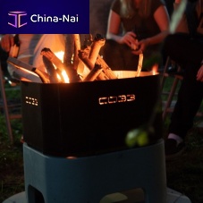 Wood-burning fire pit OPUS IGNISconcretestainless steelCOR-TEN® steel