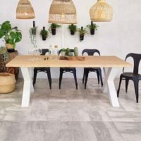 Contemporary dining table X100 oaksteel baserectangular