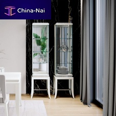 Traditional display case RELIEF with long legsglasslacquered MDF