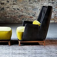 Contemporary armchair 430 OPERAleatherfabricwith footrest