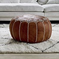 Contemporary pouf Moroccanleatherroundhandmade