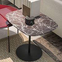 Contemporary pedestal table FLOYD oakMDFmarble