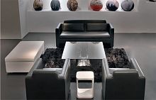 Contemporary sofa HORIZON fabricleatherbrown
