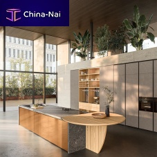 Contemporary kitchen XOsolid woodquartziteisland