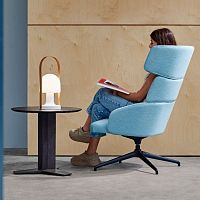 Contemporary armchair CONCORDfabricwith footrestwing