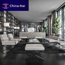 Contemporary footrest Sahraifabricleathersteel