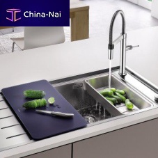 Single-bowl kitchen sink ANDANO XL 6 S-IFwith drainboardstainless steelovermount