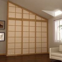 Sliding partition PARETE SHOJIwoodencommercialfor open space