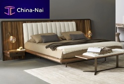 Double bed Nelsoncontemporarywith headboardwith integrated bedside table