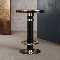 Contemporary high bar table WILLISsolid woodbrassglass
