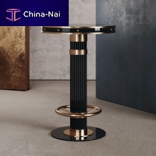 Contemporary high bar table WILLISsolid woodbrassglass