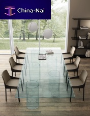 Contemporary dining table LUXOR smoked glasssmoked glass baserectangular