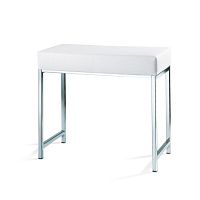 Contemporary bench polished stainless steelleathersustainable