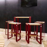Contemporary high bar table Forzienwoodensteel baserectangular