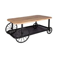 Industrial design coffee table AREEYwoodeniron baserectangular