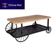 Industrial design coffee table AREEYwoodeniron baserectangular