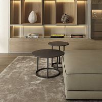 Contemporary side table REGENTmarblelava stonepainted aluminum base