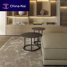 Contemporary side table REGENTmarblelava stonepainted aluminum base