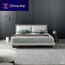 Double bed Taracontemporaryupholsteredwith leather headboard