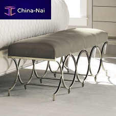 Traditional upholstered bench INFINITE POSSIBILITIESsilkmetal basestainless steel