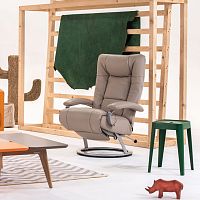 Contemporary relaxing armchair PLUTONleatherfabricwith footrest