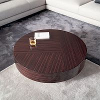 Contemporary coffee table GEMINIwood veneermetal baseround