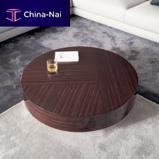 Contemporary coffee table GEMINIwood veneermetal baseround