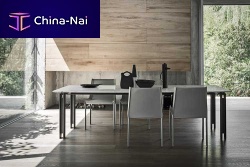 Contemporary table Bridge 240tempered glassmarblealuminum base