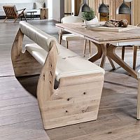 Contemporary upholstered bench V-Alpinfabricleatheroak base