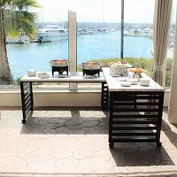 Contemporary table MOBILE NESTING BUFFETsolid woodstainless steellaminate