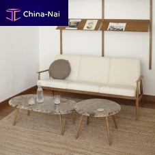 Contemporary coffee table FOX LONG marblesolid wood basecurved