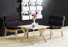 Contemporary fireside chair KAMNleatherfabricbirch