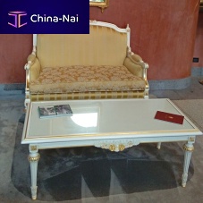 Louis XVI style coffee table IMPEROglassmarblesolid wood base