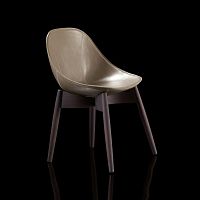 Contemporary dining chair JUNEindoorleatheroak base