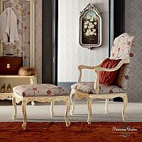 Classic armchair CASANOVA fabricwoodenwith footrest